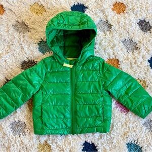 Primary Green Lightweight Puffer Jacket - Size 6-12m
